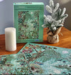 gibsons games the art file: frosted river 1000 piece jigsaw puzzle with white candle and mini frosted tree on table