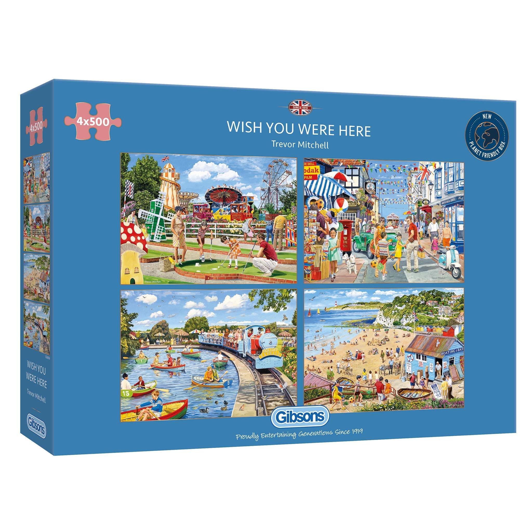 Wish You Were Here 4 x 500 Piece Jigsaw Puzzles | Gibsons USA